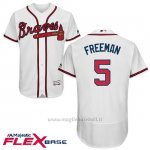 Maglia Baseball Uomo Atlanta Braves 5 Frojodie Freeman Majestic Autentico Collezione Flex Base Bianco