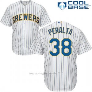 Maglia Baseball Uomo Milwaukee Brewers Wily Peralta Bianco Autentico Collezione Cool Base