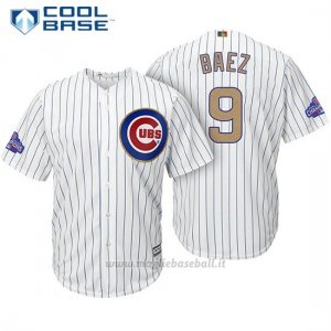 Maglia Baseball Uomo Chicago Cubs 9 Javier Baez Bianco Or Program Cool Base