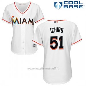 Maglia Baseball Uomo Miami Marlins 51 Ichiro Suzuki Bianco Cool Base