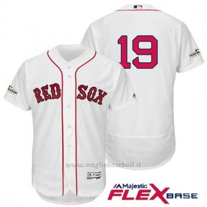 Maglia Baseball Uomo Boston Red Sox 2017 Postseason 19 Jackie Bradley Jr. Bianco Flex Base