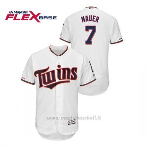 Maglia Baseball Uomo Minnesota Twins Joe Mauer 150th Aniversario Patch Flex Base Bianco