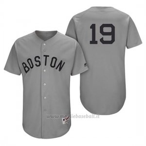 Maglia Baseball Uomo Boston Red Sox 19 Jackie Bradley Jr. Grigio Turn Back The Clock Autentico