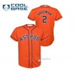 Maglia Baseball Bambino Houston Astros 2 Alex Bregman Cool Base Alternato Arancione