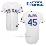 Maglia Baseball Uomo Texas Rangers Derek Holland 45 Bianco 1ªCool Base