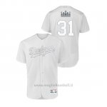 Maglia Baseball Hombre Los Angeles Dodgers 31 Joc Pederson 2019 Players Weekend Autentico Bianco