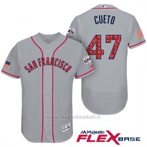 Maglia Baseball Uomo San Francisco Giants 2017 Estrellas y Rayas Johnny Cueto Grigio Flex Base