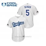 Maglia Baseball Uomo Los Angeles Dodgers 5 C Orey Seager 2019 Postseason Cool Base Bianco