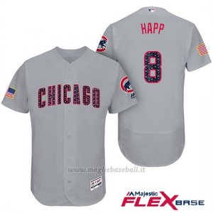 Maglia Baseball Uomo Chicago Cubs 2017 Estrellas y Rayas Cubs 8 Ian Happ Grigio Flex Base