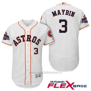 Maglia Baseball Uomo Houston Astros 2017 World Series Campione Cameron Maybin Bianco Flex Base