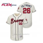 Maglia Baseball Uomo Atlanta Braves Mike Foltynewicz 150th Aniversario Patch Autentico Flex Base Crema