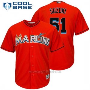 Maglia Baseball Uomo Miami Marlins Ichiro Suzuki 51 Cool Base Firebrick