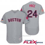 Maglia Baseball Uomo Boston Red Sox 2017 Estrellas y Rayas 24 David Price Grigio Flex Base