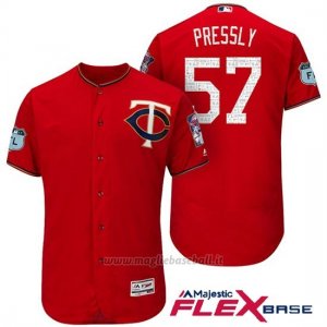 Maglia Baseball Uomo Minnesota Twins Ryan Pressly Scarlet 2017 Allenamento Primaverile Flex Base Giocatore