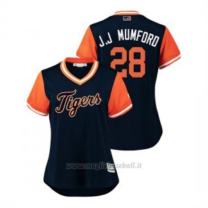 Maglia Baseball Donna Detroit Tigers Niko Goodrum 2018 Llws Players Weekend J.j Mumford Blu