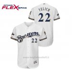 Maglia Baseball Uomo Milwaukee Brewers 22 Christian Yelich 2019 Postseason Flex Base Bianco
