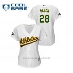Maglia Baseball Donna Oakland Athletics 28 Matt Olson 2019 Postseason Cool Base Bianco
