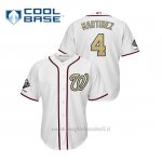 Maglia Baseball Uomo Washington Nationals 4 Dave Martinez 2019 Gold Program Cool Base Bianco