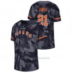 Maglia Baseball Hombre Detroit Tigers Jacoby Jones Camuffamento Autentico Collezione Blu