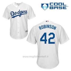 Maglia Baseball Uomo Los Angeles Dodgers Jackie Robinson 42 Bianco 1ªCool Base