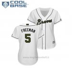 Maglia Baseball Donna Atlanta Braves Frojodie Freeman 2018 Dia de los Caidos Cool Base Bianco