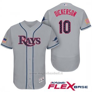 Maglia Baseball Uomo Tampa Bay Rays 2017 Estrellas y Rayas Corey Dickerson Grigio Flex Base