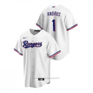 Maglia Baseball Uomo Texas Rangers Elvis Andrus Replica Primera Bianco