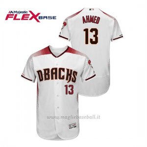 Maglia Baseball Uomo Arizona Diamondbacks Nick Ahmed 150th Aniversario Patch Autentico Flex Base Bianco Rosso