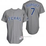Maglia Baseball Uomo Texas Rangers 7 Pudge Rodriguez Grigio Turn Back The Clock