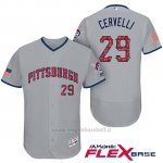 Maglia Baseball Uomo Pittsburgh Pirates 2017 Estrellas y Rayas Francisco Cervelli Grigio Flex Base