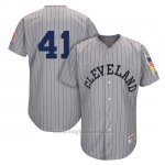 Maglia Baseball Uomo Cleveland Indians Mensindians Carlos Santana Grigio 1917 Turn Back The Clock