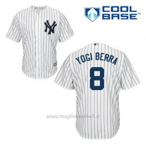 Maglia Baseball Uomo New York Yankees Yogi Berra 8 Bianco 1ªCool Base