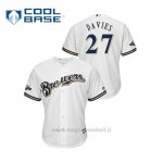 Maglia Baseball Uomo Milwaukee Brewers 27 Zach Davies 2019 Postseason Cool Base Bianco