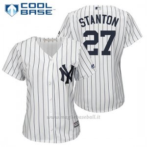 Maglia Baseball Donna New York Yankees 27 Giancarlo Stanton Biancoplayer Cool Base
