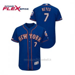 Maglia Baseball Uomo New York Mets Jose Reyes 150th Aniversario Patch Autentico Flex Base Blu
