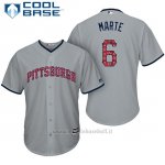 Maglia Baseball Uomo Pittsburgh Pirates 2017 Estrellas y Rayas Starling Marte Grigio Cool Base