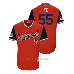 Maglia Baseball Uomo Washington Nationals Tim Collins 2018 Llws Players Weekend Tc Rosso