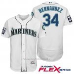 Maglia Baseball Uomo Seattle Mariners 34 Felix Hernandez Bianco 2017 Flex Base