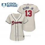 Maglia Baseball Donna Atlanta Braves Ronald Acuna Jr. Cool Base Majestic Alternato 2019 Crema
