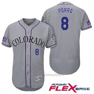 Maglia Baseball Uomo Colorado Rockies Gerardo Parra 8 Grigio 25th Season Flex Base