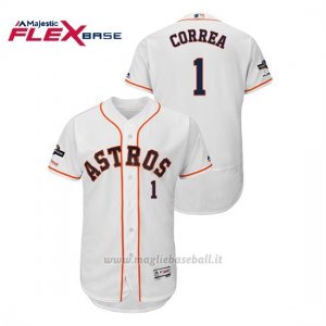Maglia Baseball Uomo Houston Astros 1 Carlos C Orrea 2019 Postseason Flex Base Bianco