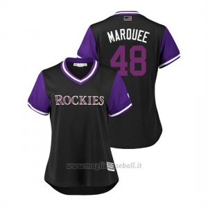 Maglia Baseball Donna Colorado Rockies German Marquez 2018 Llws Players Weekend Marquee Nero