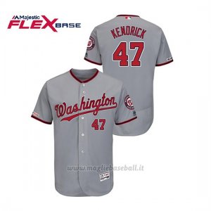 Maglia Baseball Uomo Washington Nationals Howie Kendrick 150th Aniversario Patch Autentico Flex Base Grigio