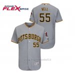 Maglia Baseball Uomo Pittsburgh Pirates Josh Bell 150th Aniversario Patch Autentico Flex Base Grigio