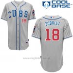 Maglia Baseball Uomo Chicago Cubs 18 Ben Zobrist Autentico Collezione Grigio Cool Base