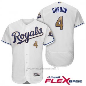 Maglia Baseball Uomo Kansas City Royals Alex Gordon Bianco 50th Season Alterner Flex Base
