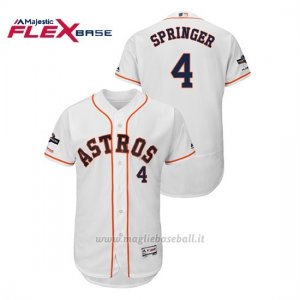 Maglia Baseball Uomo Houston Astros 4 Ge Orge Springer 2019 Postseason Flex Base Bianco