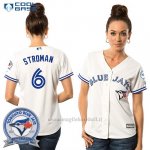 Maglia Baseball Donna Toronto Blue Jays Marcus Stroman 6 Bianco Cool Base 40 Anniversario
