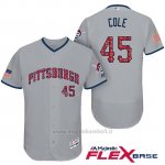 Maglia Baseball Uomo Pittsburgh Pirates 2017 Estrellas y Rayas Gerrit Cole Grigio Flex Base