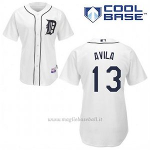 Maglia Baseball Uomo Detroit Tigers Alex Avila 13 Bianco 1ªCool Base